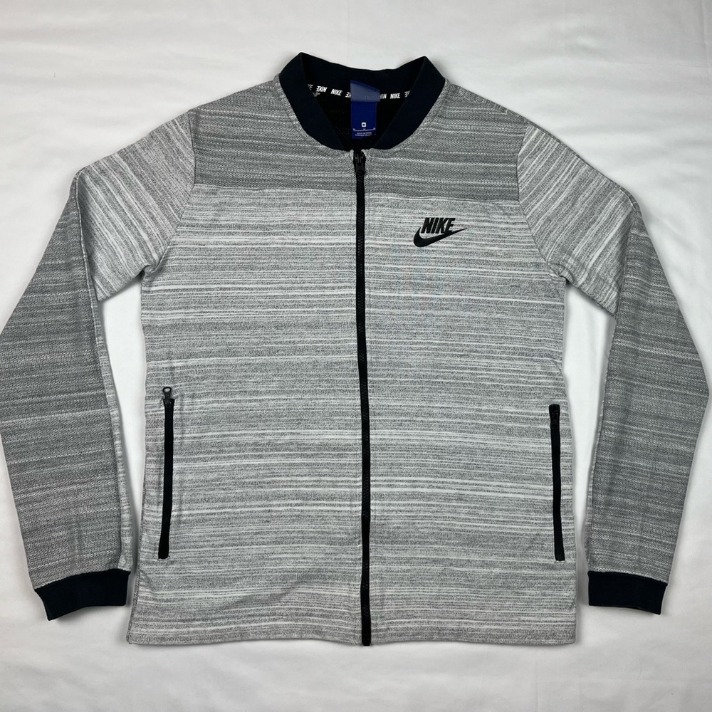 Nike Sportswear Mens Knit Bomber Jacket Sz Medium Advance 15 Grey Full Zip B1